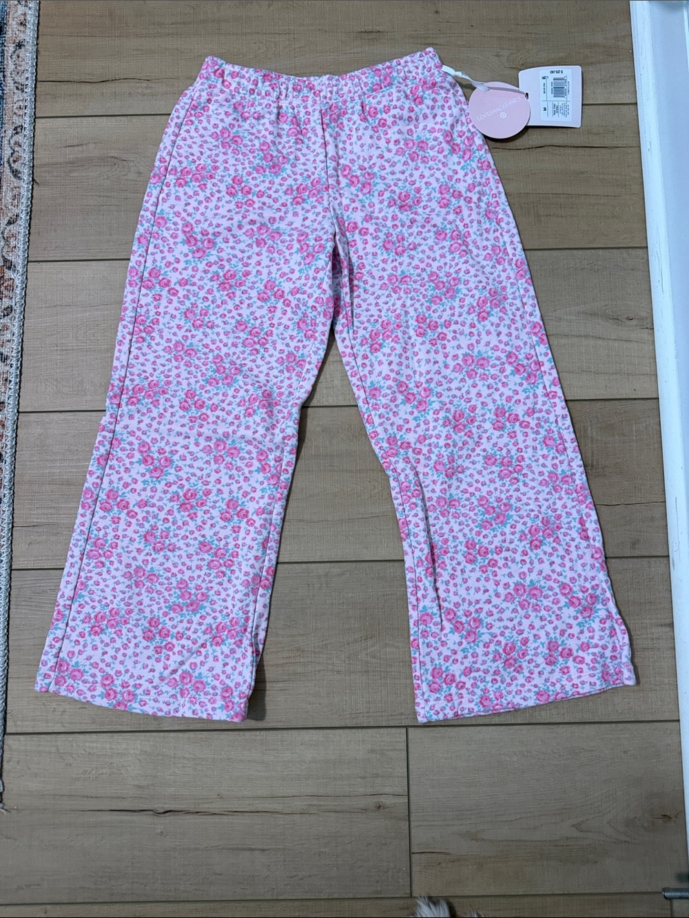 Girls Pink Floral Jogger Pants